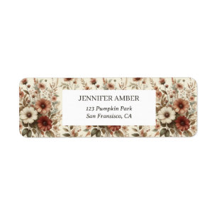 Vintage Cottagecore Watercolor Floral Earthy Roses Return Address Label
