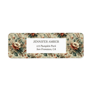 Vintage Cottagecore Watercolor Floral Earthy Roses Return Address Label