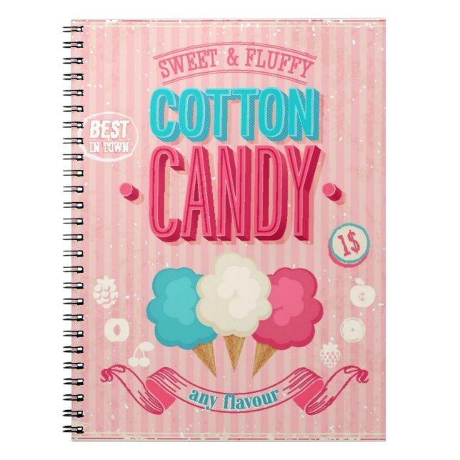 Vintage Cotton Candy Poster Notebook (Front)