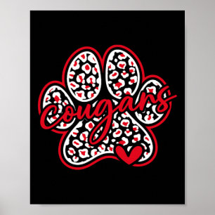 Vintage Cougars School Sports Team Spirit Back To Poster