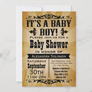 Vintage Country Boy Baby Shower Invitation