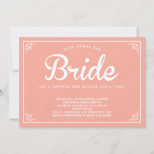 Vintage, Country Brown Peach/Pin Shower Invitation