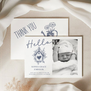 Vintage Country Charm Hello Baby Photo Announcement