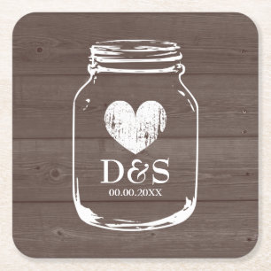 Vintage country chic mason jar wedding coasters