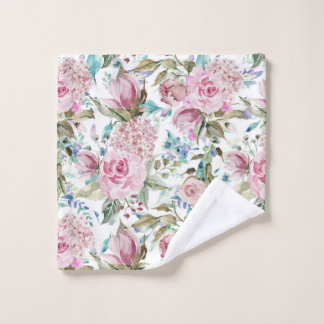 Vintage Country Chic Pink Teal Lavender Floral Wash Cloth