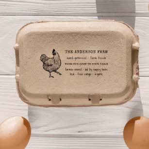 Vintage Country Chicken Family Farm Egg Carton Self-inking Stamp