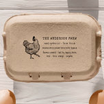 Vintage Country Chicken Family Farm Egg Carton Self-inking Stamp<br><div class="desc">Easily stamp your egg cartons with your own custom self-inking rubber stamp, whether it's your family farm or business. Featuring a hand-drawn chicken illustration with your details in a vintage rustic typography combining serif and handwritten fonts. Simply click on "Personalise this template" and start adding your own farm name and...</div>
