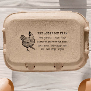 Vintage Country Chicken Family Farm Egg Carton Self-inking Stamp