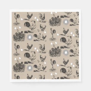Vintage Country Chicken Rooster Egg Pattern  Napkin