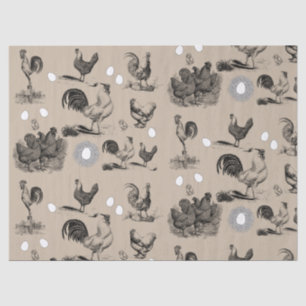 Vintage Country Chicken Rooster Egg Pattern  Tissue Paper