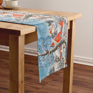 Vintage Country Christmas Winter Landscape Short Table Runner