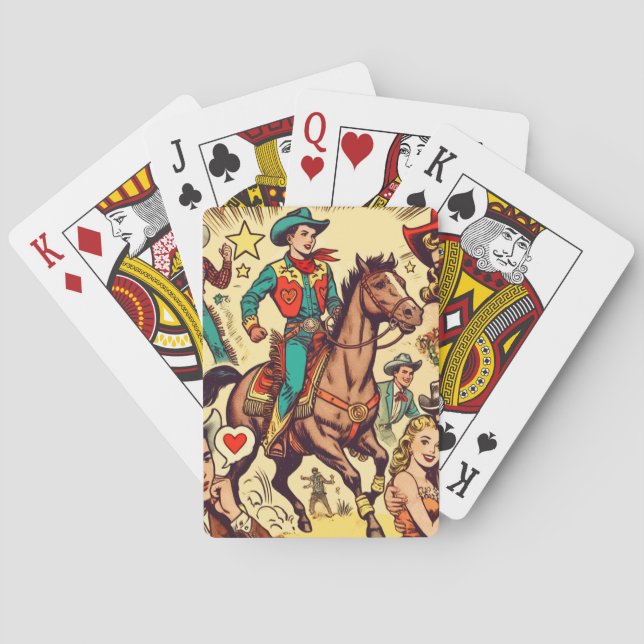 Vintage Country Comics Illustration Playing Cards (Back)