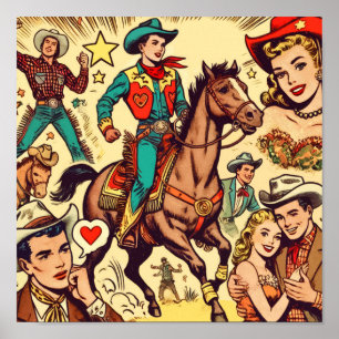 Vintage Country Comics Illustration Poster