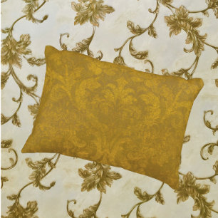 Vintage Country Cottage Faded Gold Damask Decorative Cushion