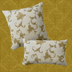 Vintage Country Cottage Faded Gold Vine Cushion