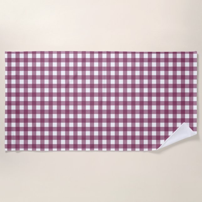 Vintage Country Cottage Style Gingham Plaid  Beach Towel (Front)