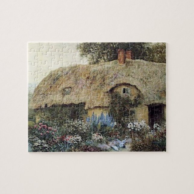Vintage Country Cottage with Flower Garden Puzzle (Horizontal)