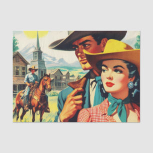 Vintage Country Couple Illustration Tissue Paper