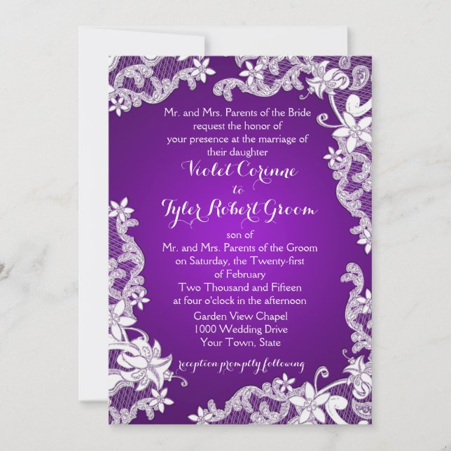 Vintage Country Floral Design Purple Invitation (Front)