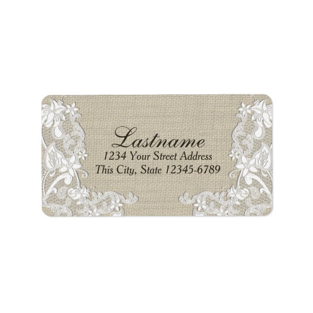 Vintage Country Floral Lace Label (Front)