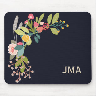 Vintage Country Floral with Monogram Mouse Pad