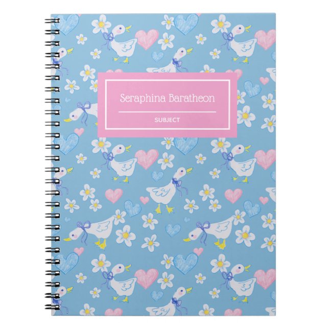 Vintage Country Geese Pattern Personalised Notebook (Front)