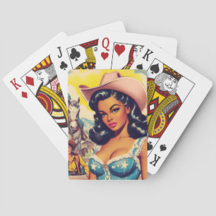 Vintage Country Girl Illustration Playing Cards