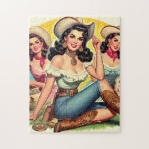 Vintage Country Girls Jigsaw Puzzle
