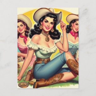 Vintage Country Girls Postcard