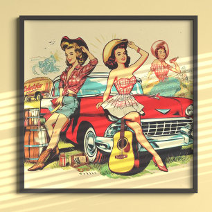 Vintage Country Girls Poster