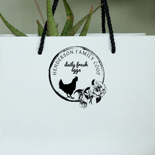 Vintage Country Hand-drawn Chicken Egg Carton Self-inking Stamp