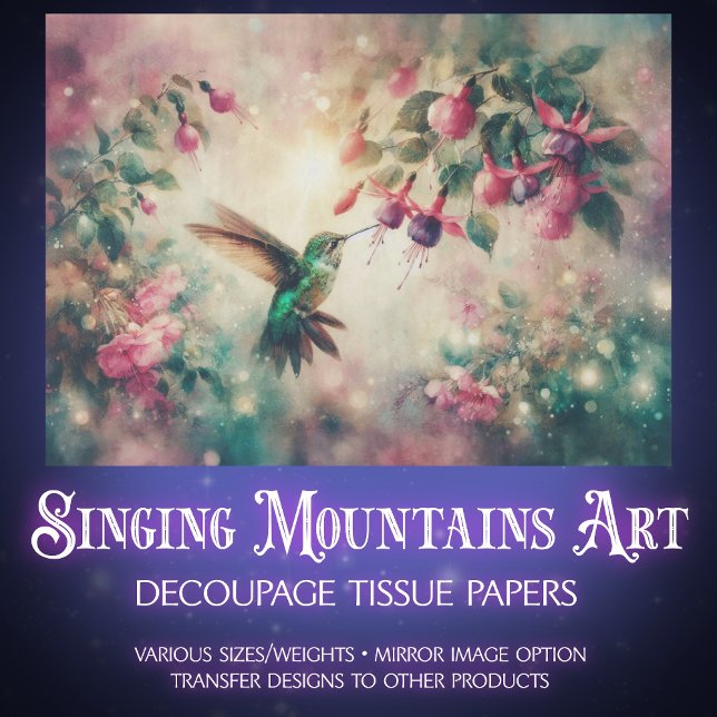 Vintage Country Hummingbird Floral Decoupage Tissue Paper (Creator Uploaded)