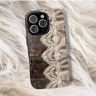 Vintage Country Leather Lace Style Women's Case-Mate iPhone 14 Pro Max Case