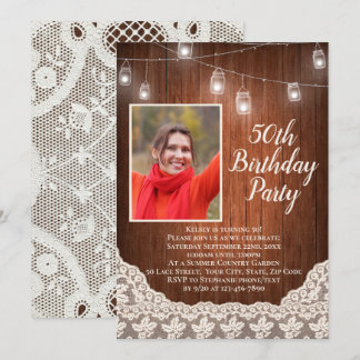 Vintage Country Lights 50th Birthday Party Photo Invitation