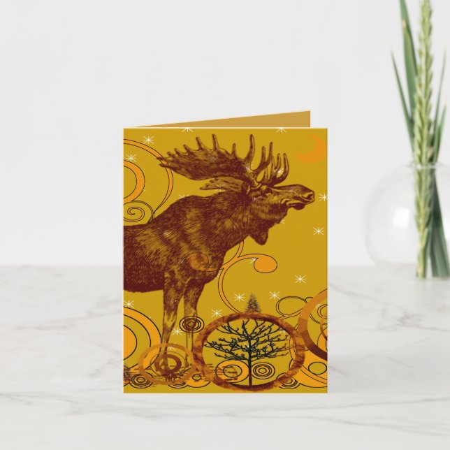 Vintage Country Moose Thank You Card (Front)