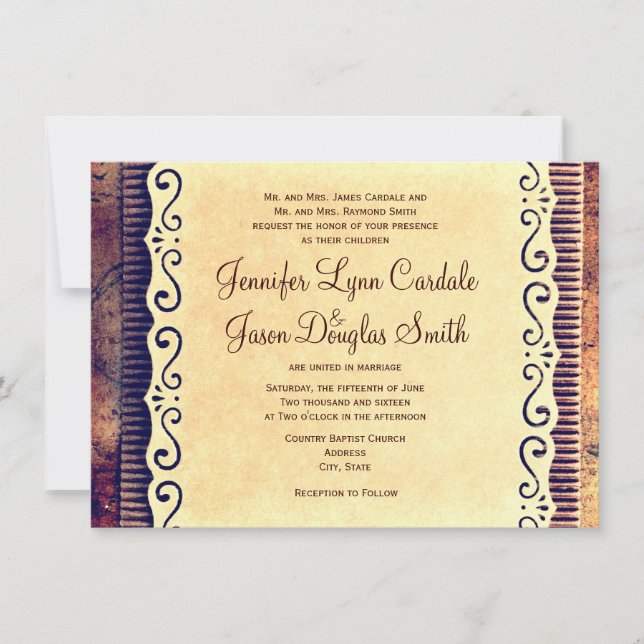 Vintage Country Paper Rustic Wedding Invitations (Front)