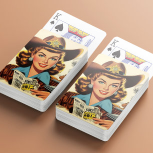Vintage Country Pulp Girl Playing Cards