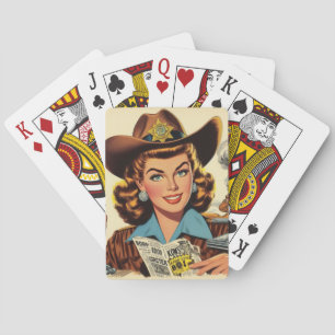 Vintage Country Pulp Girl Playing Cards