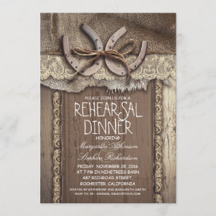 vintage country rehearsal dinner invitations