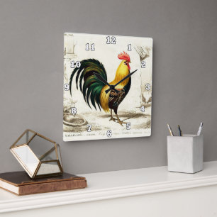 Vintage Country Rooster kitchen wall clock