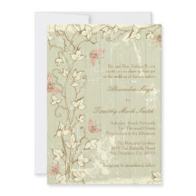 Vintage country rustic cream wedding invitation