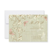 Vintage country rustic cream wedding RSVP reply