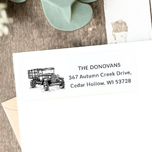 Vintage Country Rustic Farm Truck Return Address Return Address Label