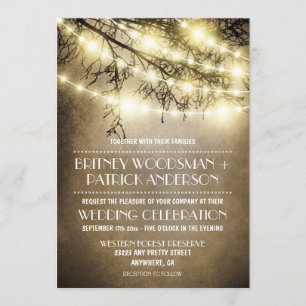 Vintage Country Rustic Tree Wedding Invitations