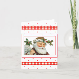 Vintage Country Santa Christmas Card