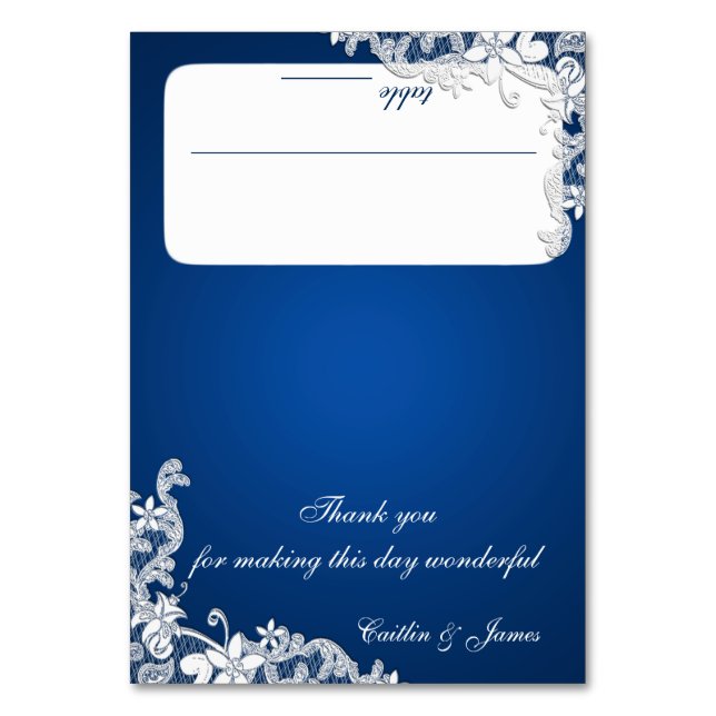 Vintage Country Sapphire Blue Seating Card (Front)