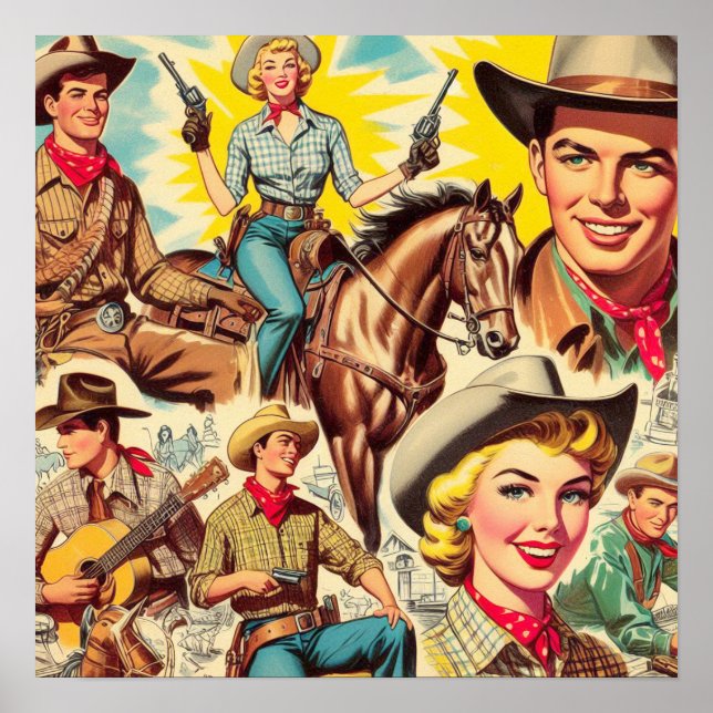 Vintage Country Seamless Illustration Poster (Front)