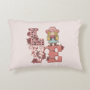 Vintage Country-Style "Love" with a Blonde Cowgirl Decorative Cushion