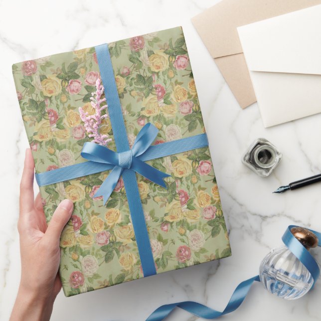 Vintage Country Weathered Floral Wrapping Paper (Gifting)