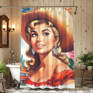 Vintage Country Woman Shower Curtain